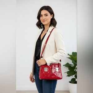 Dana Buchman Red Patent Crossbody Bag – Adjustable Strap